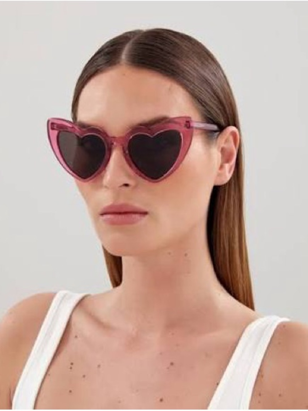 Saint Laurent Pink Heart Frame Sunglasses